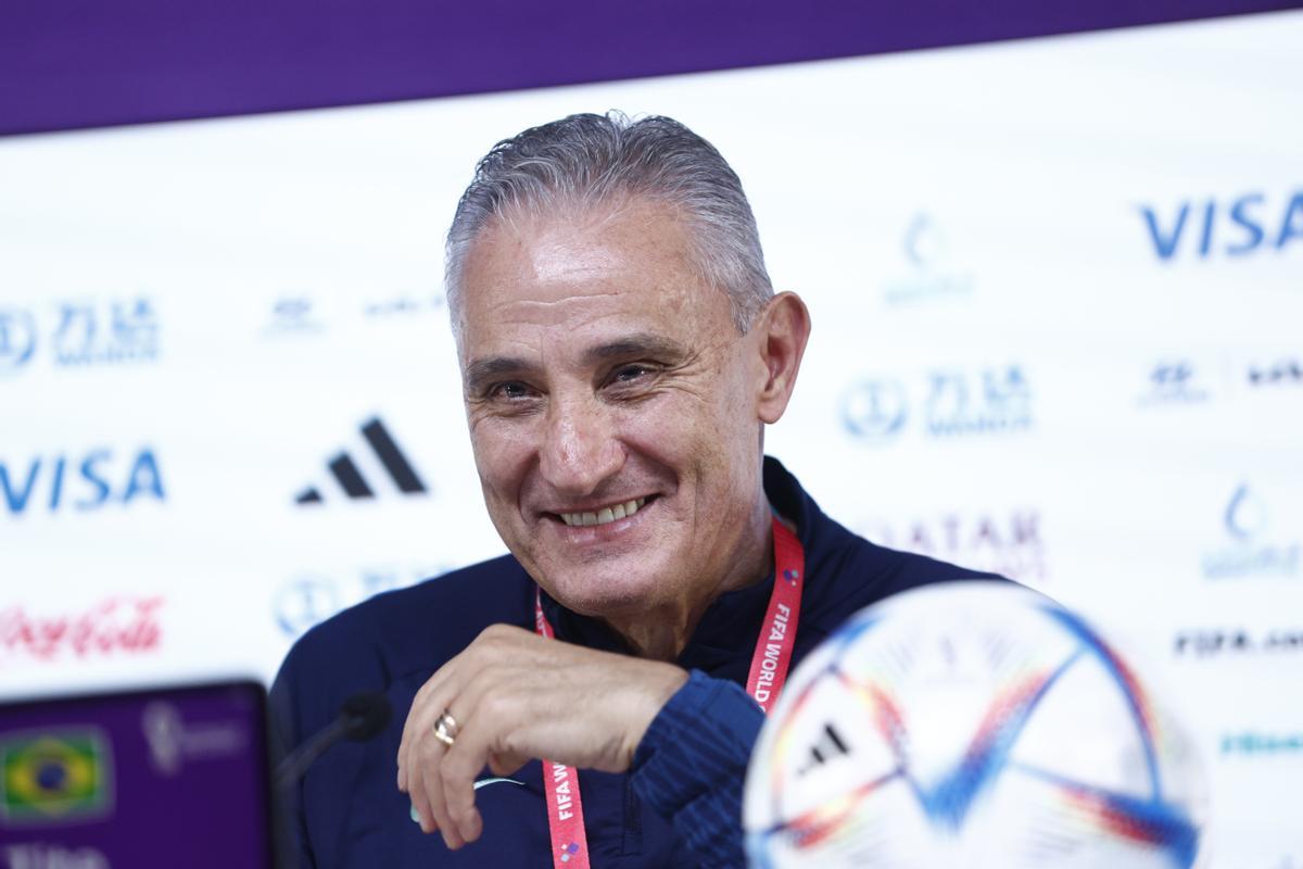 El seleccionador de Brasil, Tite, este jueves en la previa del Croacia-Brasil.