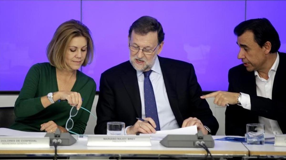El presidente en funciones, Mariano Rajoy, en la reunión de su Ejecutiva en Madrid.