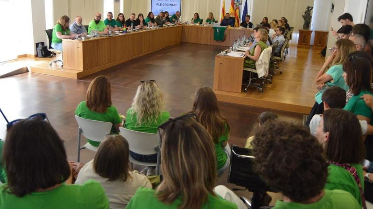 El pleno ordinario de mayo de la corporación de Vila-real estuvo marcado ayer por la presencia, en sus inicios, de una representación de docentes en huelga.