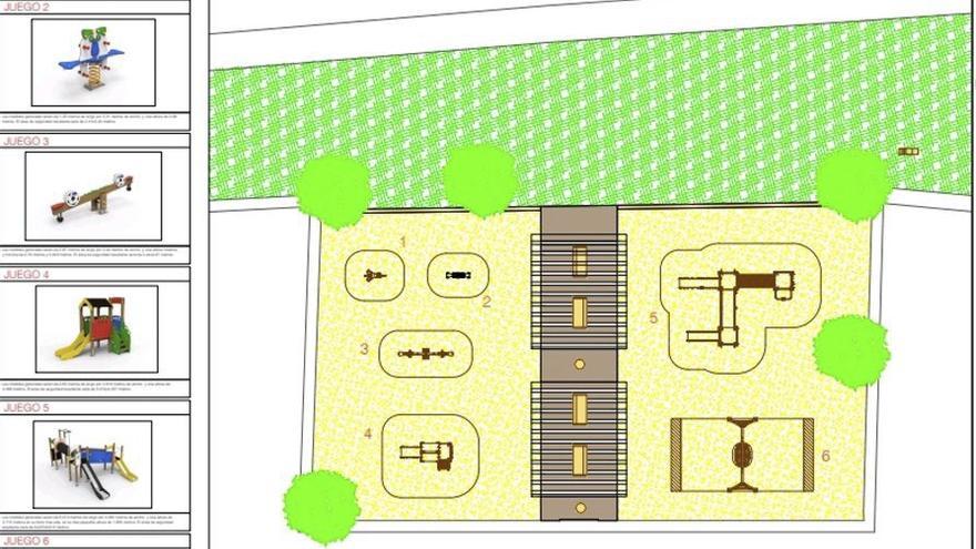 Plano del diseño del parque infantil del barrio de San Frotis.