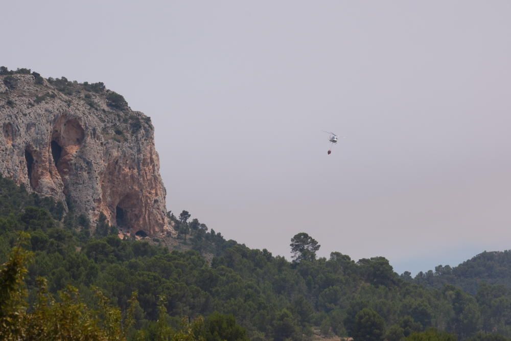 El fuego se ha originado al mediodía en la pedanía de La Romaneta y amenaza con extenderse por el monte y afectar a varias casas de campo.