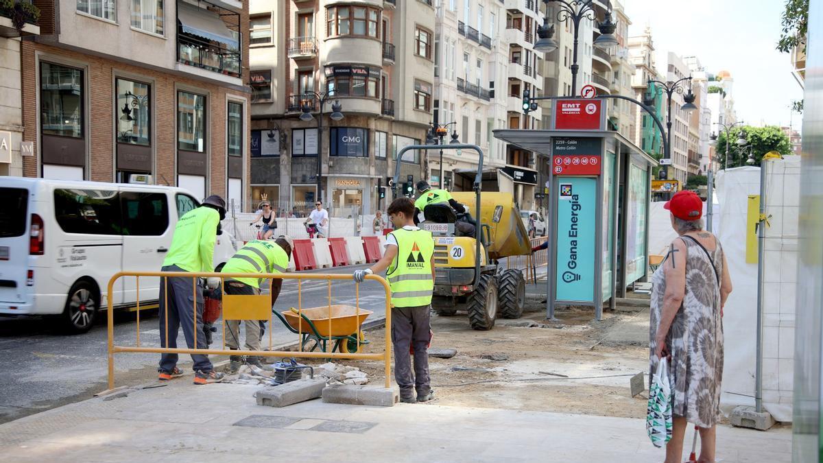 Las obras de la calle Colón, esta mañana