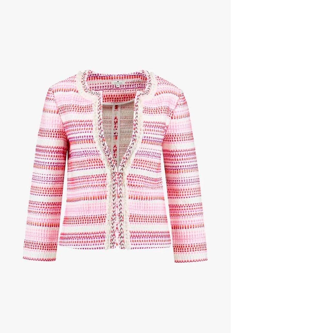 Chaqueta de tweed en tonos rosa de Zalando. (Precio: 55,99 euros)