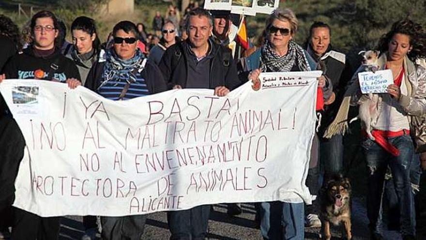 Instante de la manifestación organizada por la Protectora de Animales