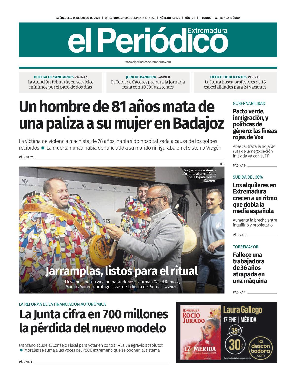Consulta la portada correspondiente al día 14 de enero de 2026