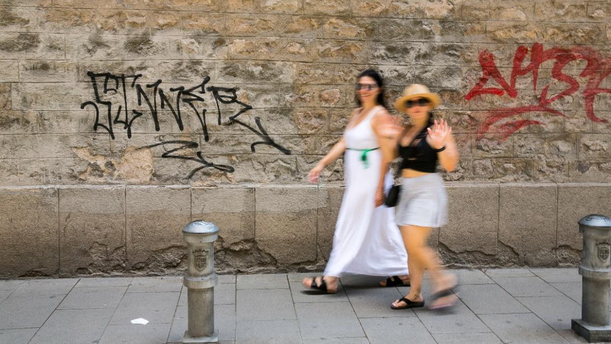 Pintadas en la basílica de la Mercé, este jueves