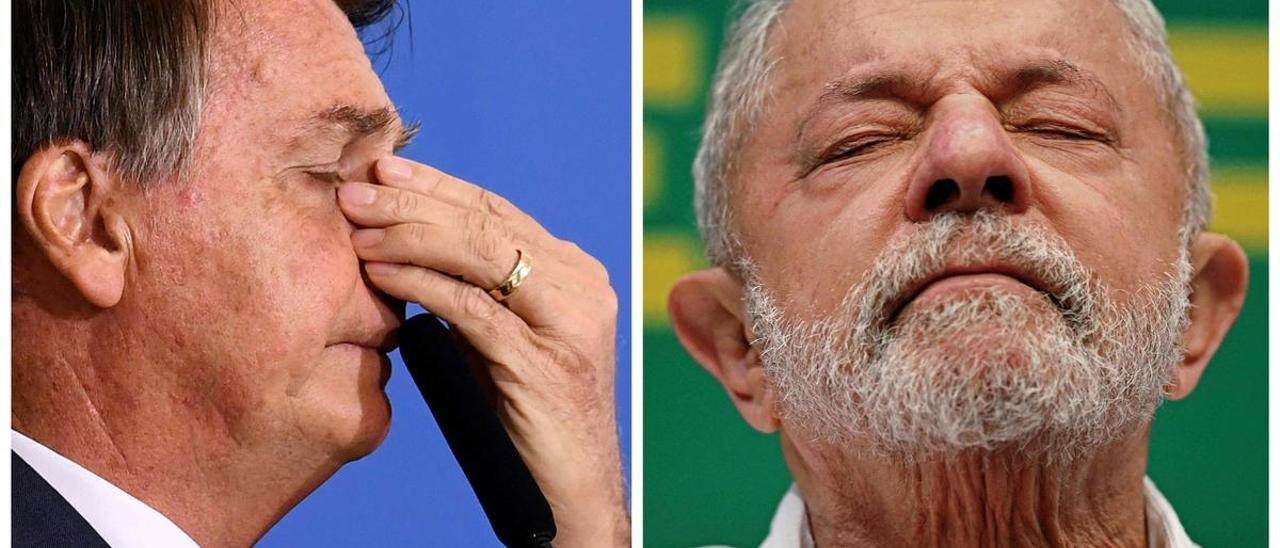 El presidente de Brasil, Jair Bolsonaro, y el exmandatario y candidato del Partido de los Trabajadores, Luiz Inácio ’Lula’ da Silva.