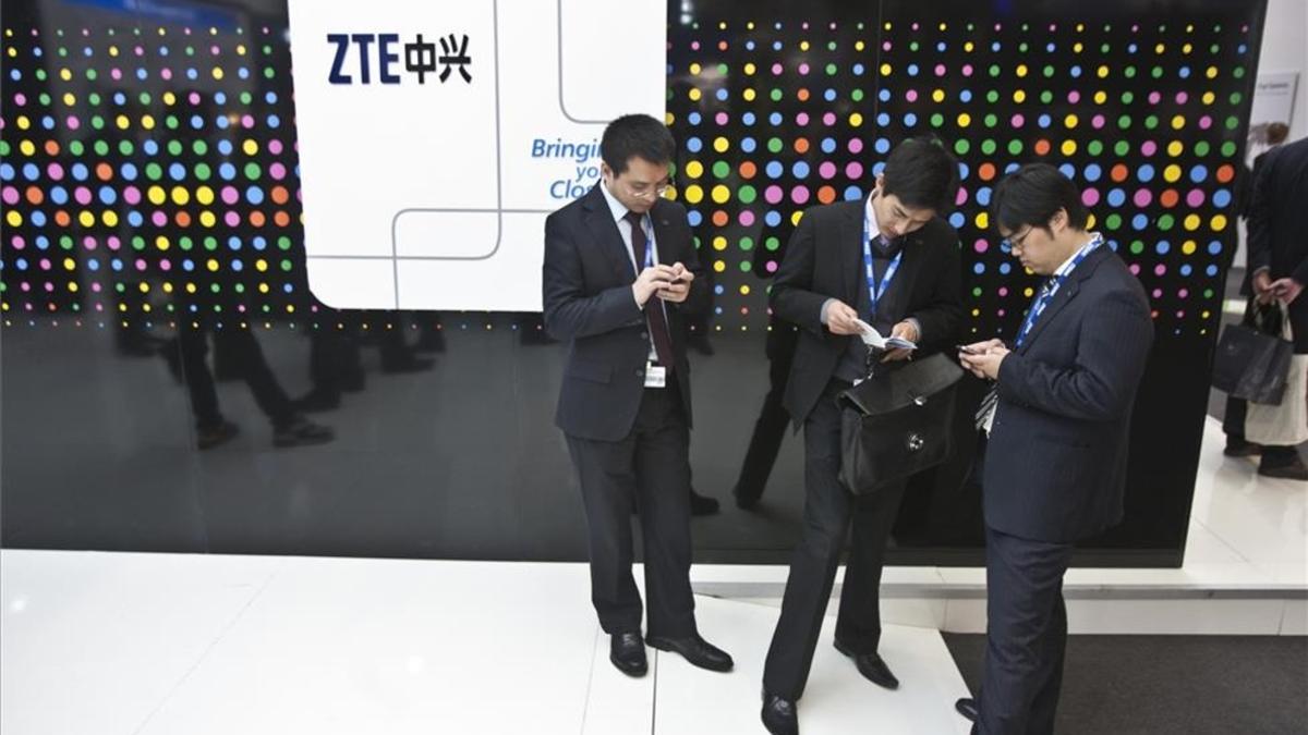 Estand de ZTE en el Mobile World Congress de Barcelona.