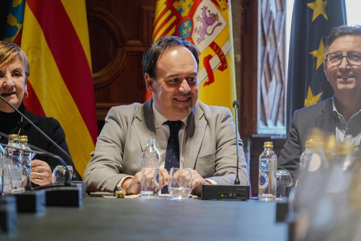 El presidente de la Generalitat valenciana, Juanfran Pérez Llorca, este lunes en el Palau.