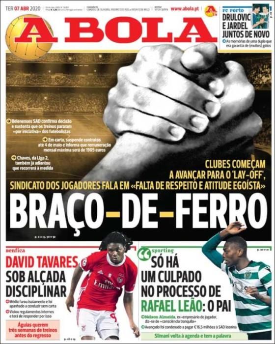 Portada A BOLA martes 7 abril 2020