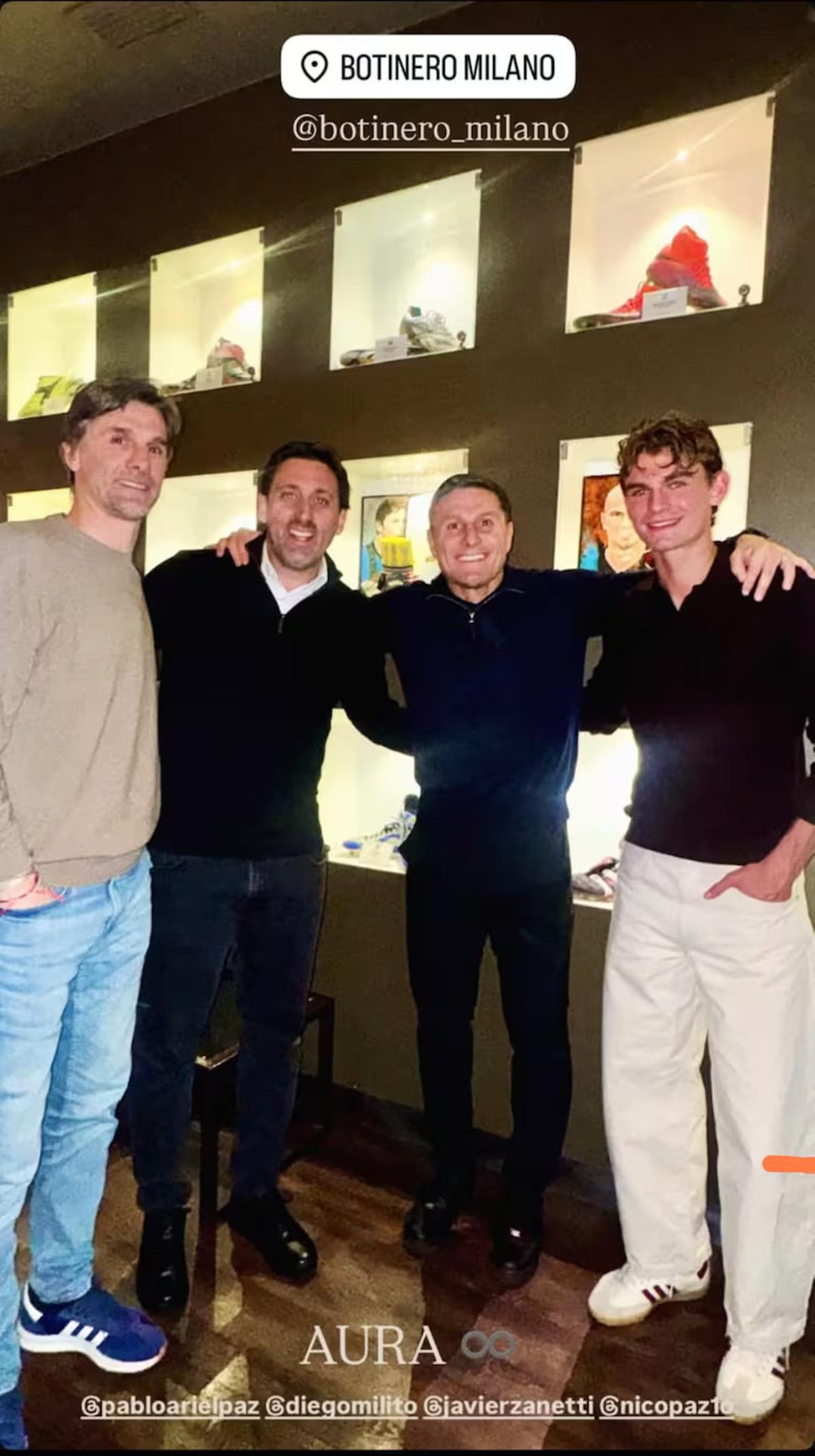 Nico Paz con Zanetti y Milito