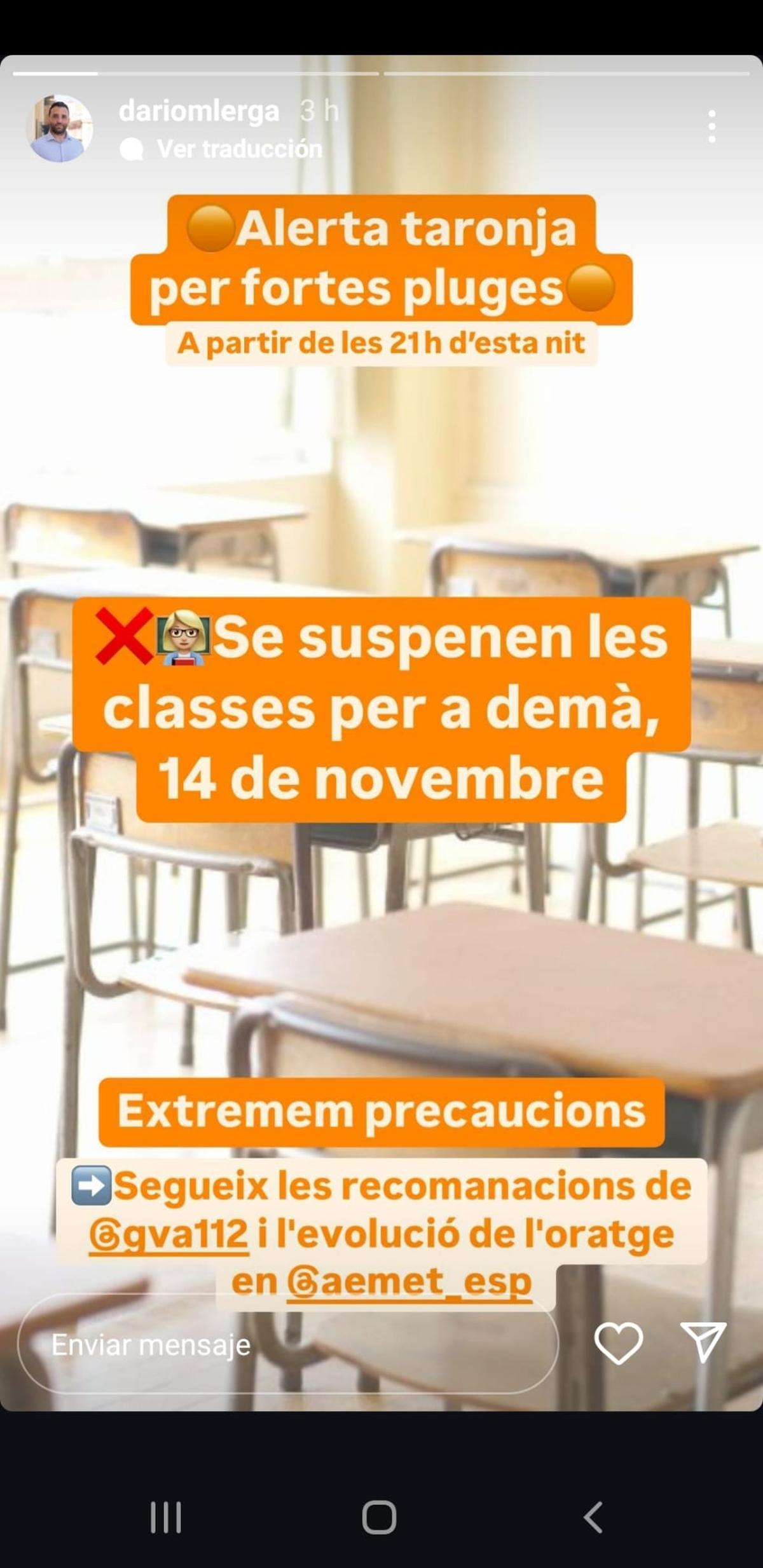 Imagen difundida en una red social por el alcalde.