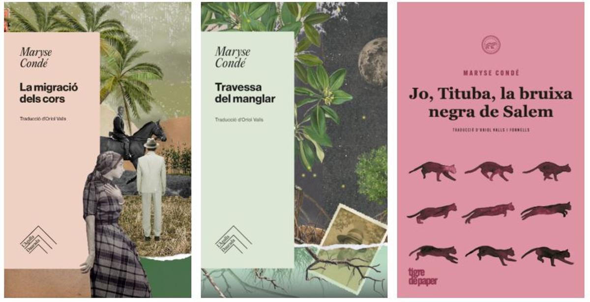 Les portades de les tres novel·les de Maryse Condé traduïdes per Oriol Valls