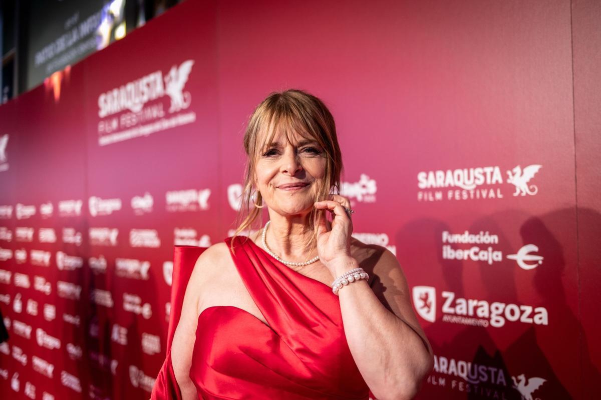 La actriz Nastassja Kinski en la alfombra roja de la clausura del Saraqusta Film Festival.