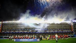 Argentina, durante un amistoso en 2018 previo al Mundial de Rusia disputado en La Bombonera