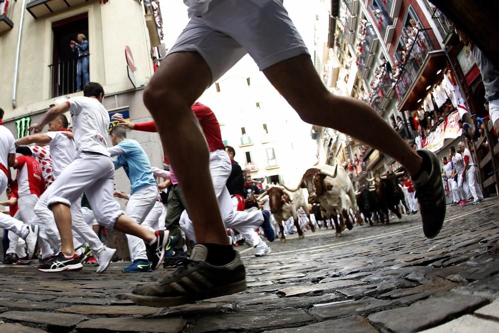 Imágenes del segundo encierro de los Sanfermines de 2019.