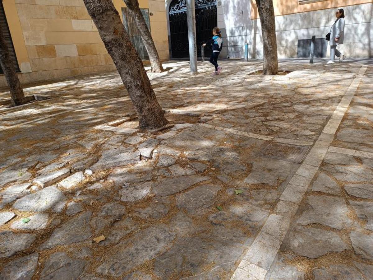 Detalle del pavimento de piedra existente en esta plaza. | REDACCIÓN