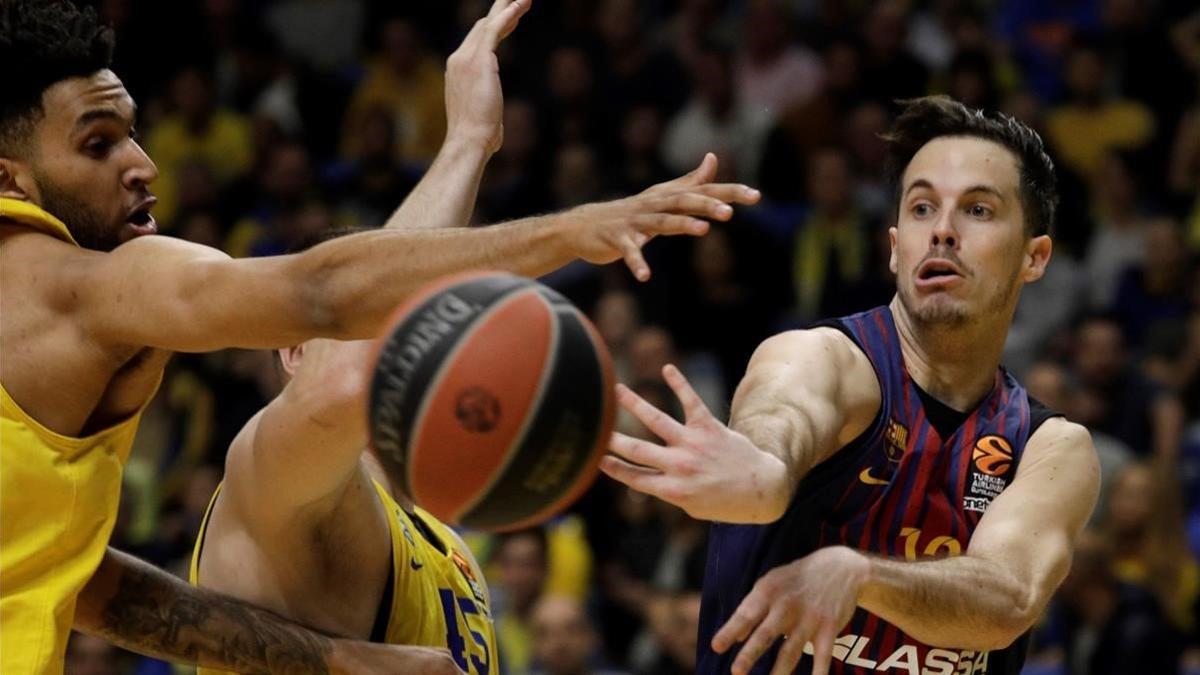 Thomas Heurtel, en un ataque del Barça ante el Maccabi.