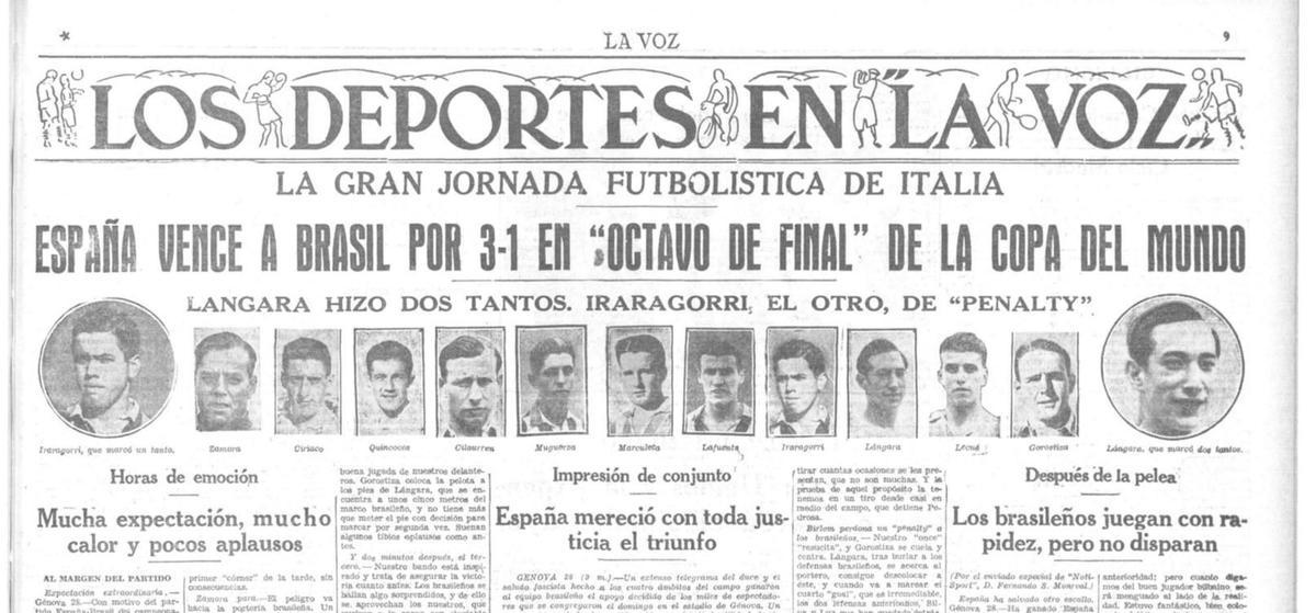 Portada de 'La Voz' sobre el Mundial de 1934.