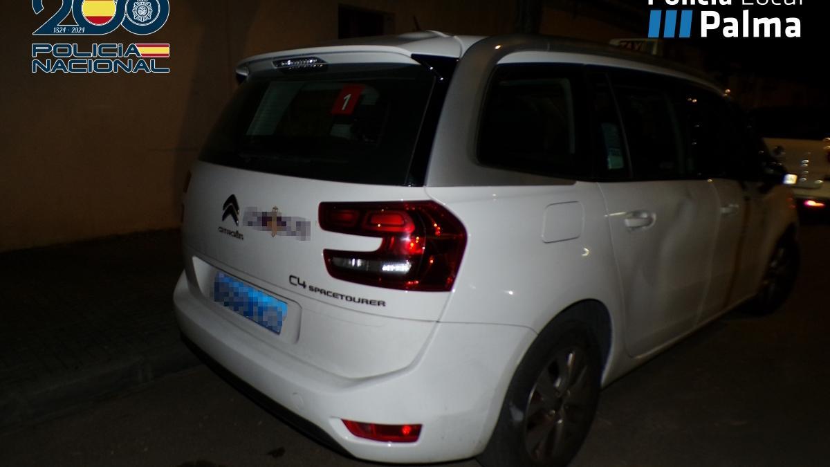 El taxi implicado en el accidente en Son Ferriol, conducido por un profesional en estado de embriaguez.