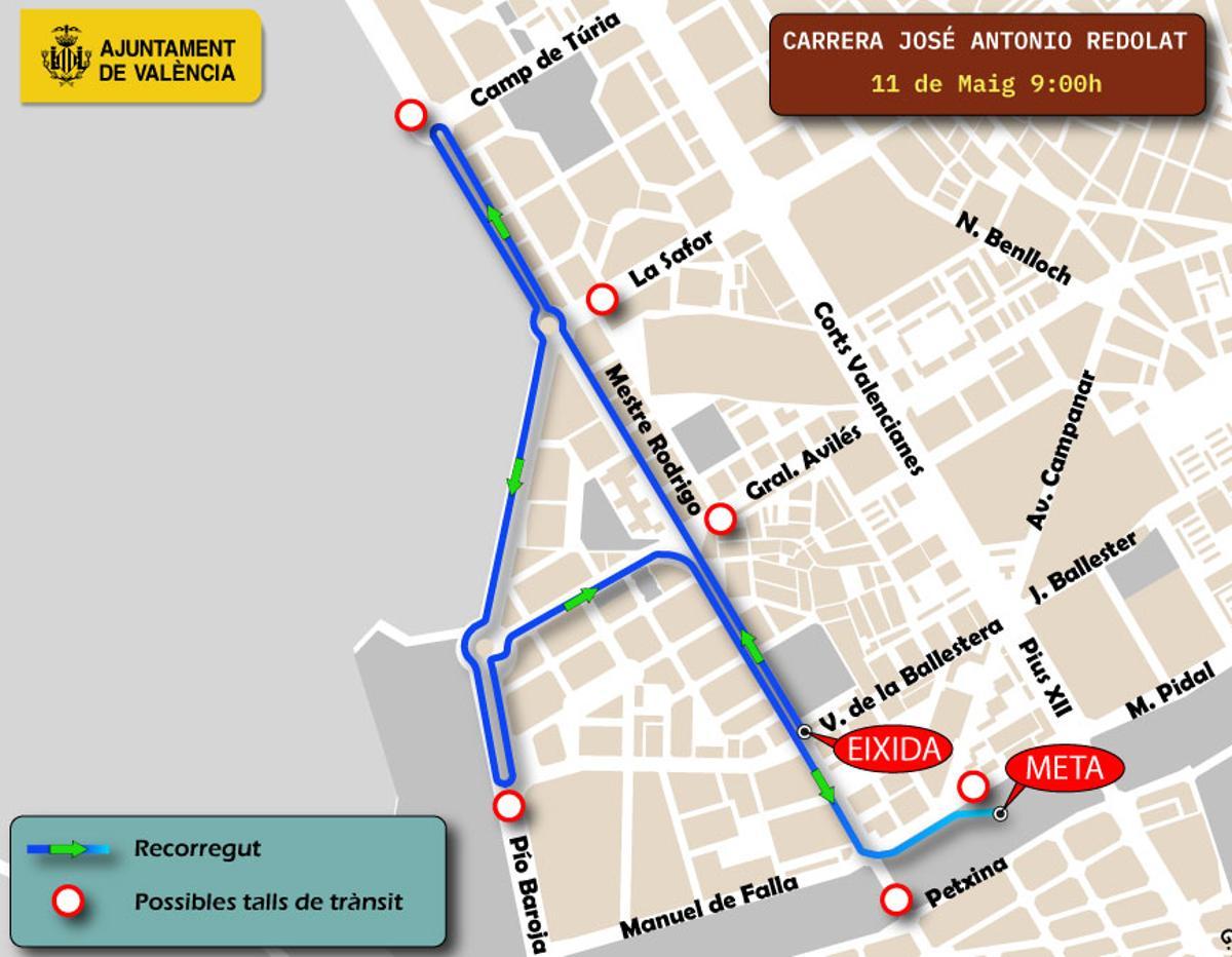 Carrera Jose Antonio Redolat, plano del recorrido.