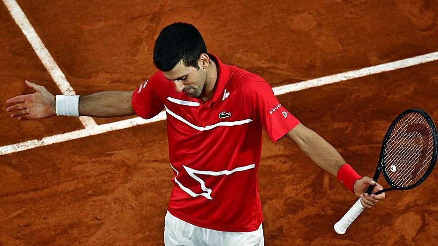 Djokovic, desesperado durante el partido.