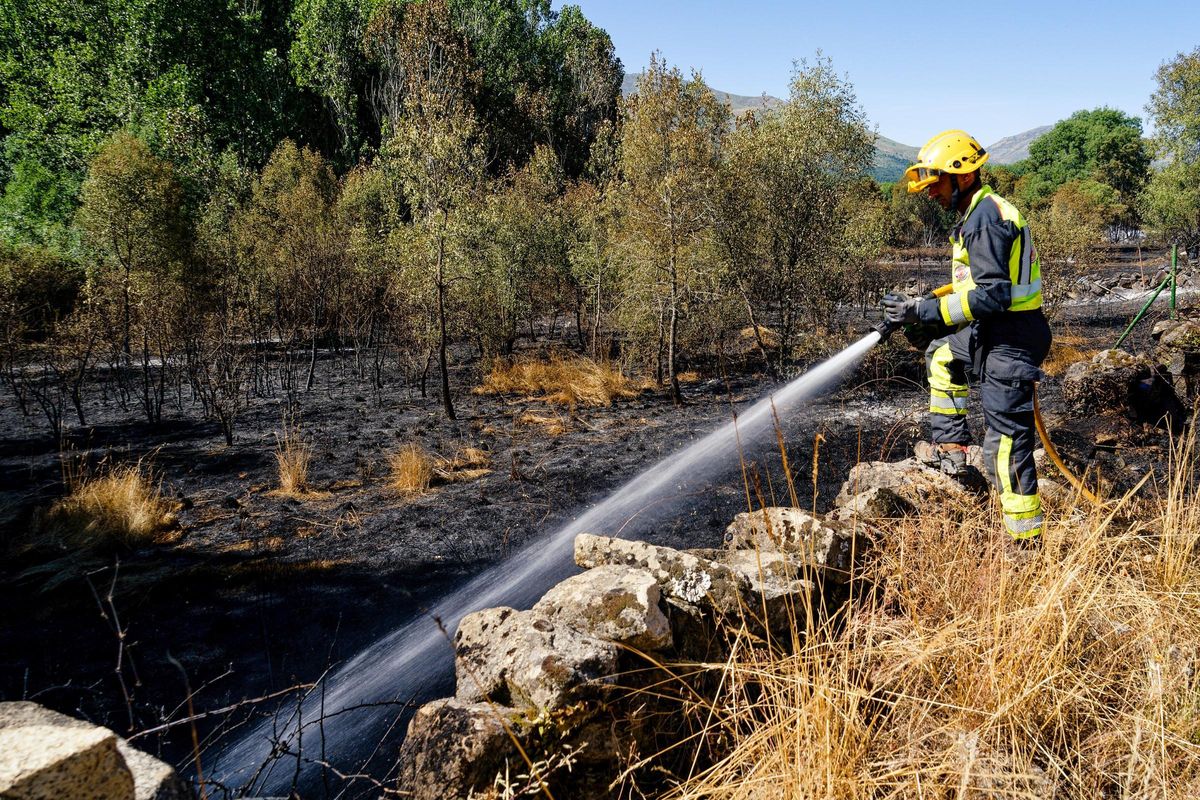 El incendio en Navaluenga, Ávila, afecta a unas 1.500 hectáreas y sigue activo aunque estabilizado