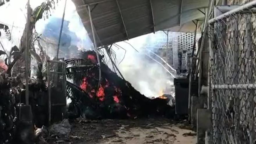 Frente de la nueva colada del volcán de La Palma