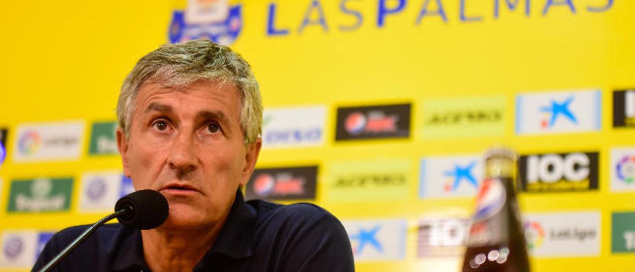 Quique Setién, en la sala de prensa del estadio de Gran Canaria.