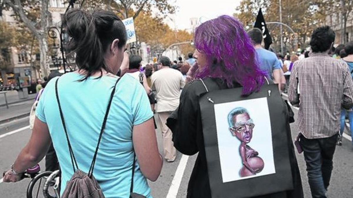 Manifestación en Barcelona contra el proyecto de restricción del derecho del aborto, el pasado mes de septiembre.