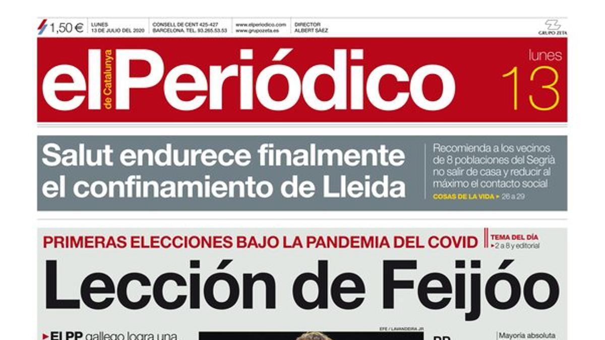 La portada del 13 de julio de 2020