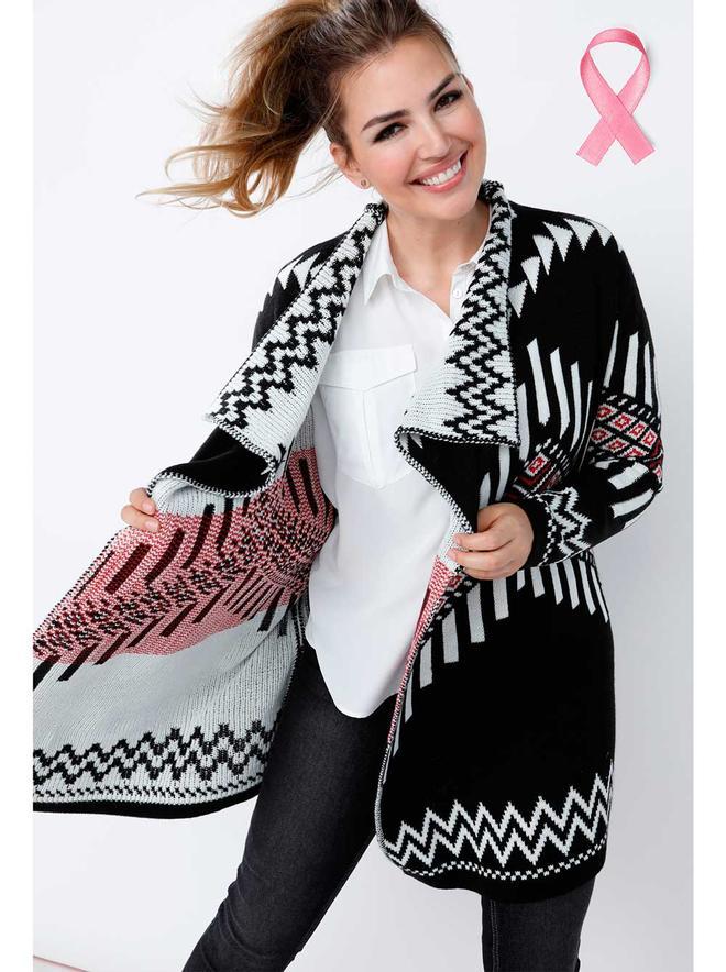 Chaqueta solidaria de Venca en color Jaquard negro. (Precio: 17, 99 euros)