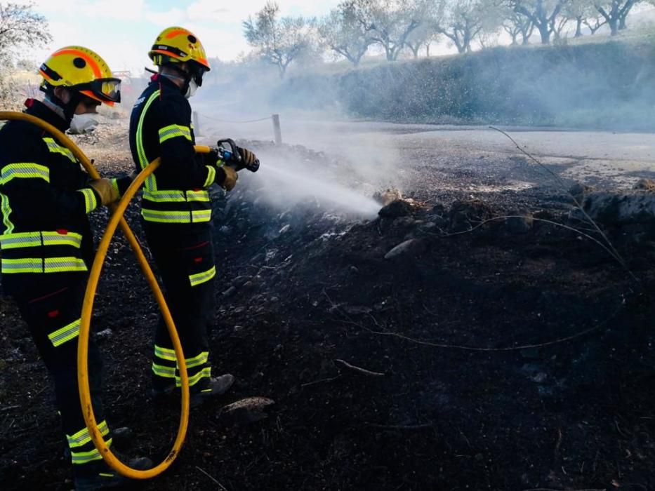 Incendio de matorrales en Beniarrés.