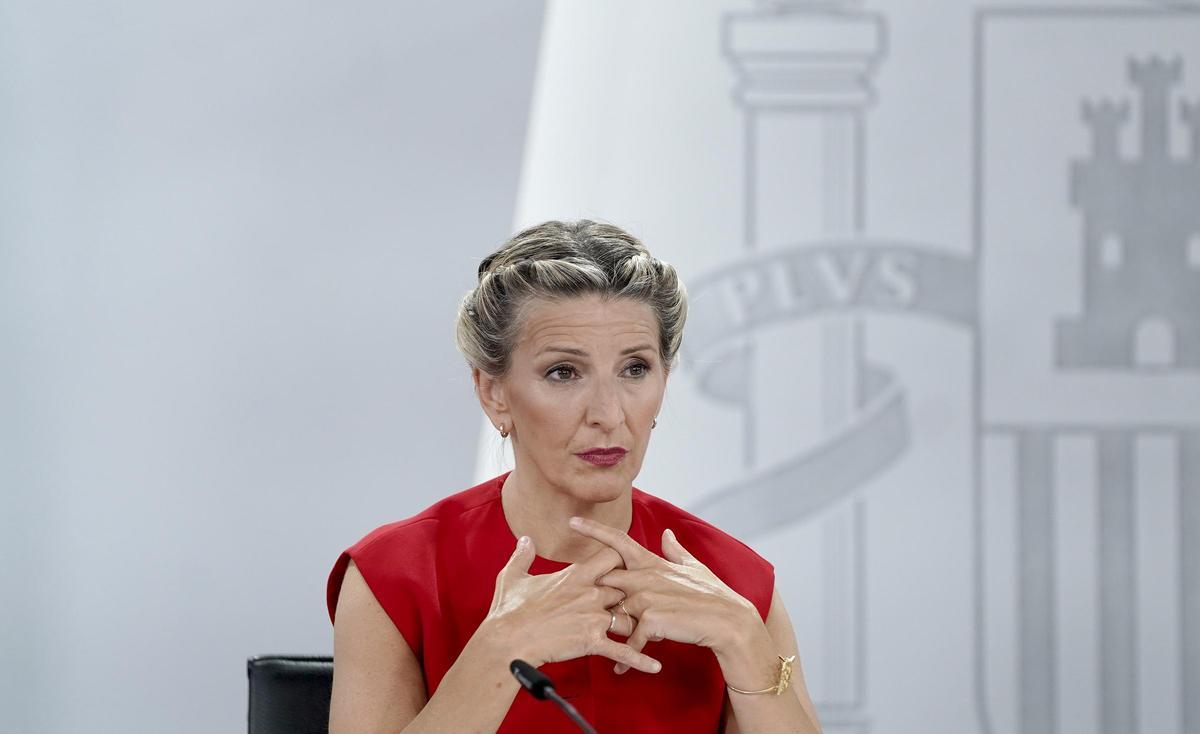 Yolanda Díaz este martes en el Consejo de Ministros.