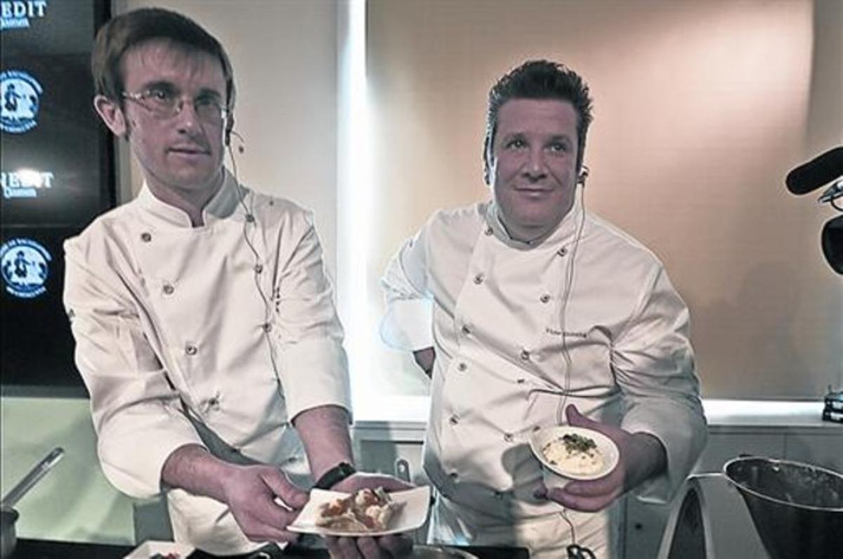 Els xefs Víctor Quintillà (Lluerna) i Lluís Tomàs (Bitxarracu). Els xefs Víctor Quintillà (Lluerna) i Lluís Tomàs (Bitxarracu).