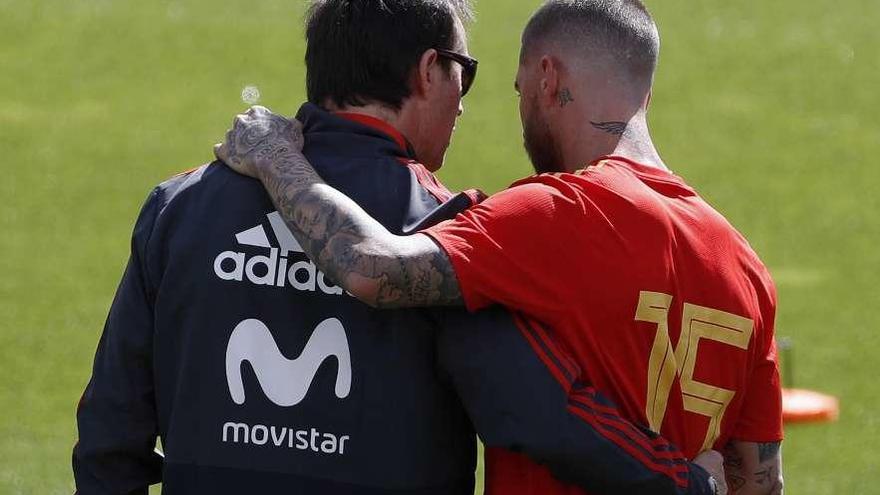 Sergio Ramos y Lopetegui, el pasado 5 de junio en la Ciudad del Fútbol de Las Rozas.