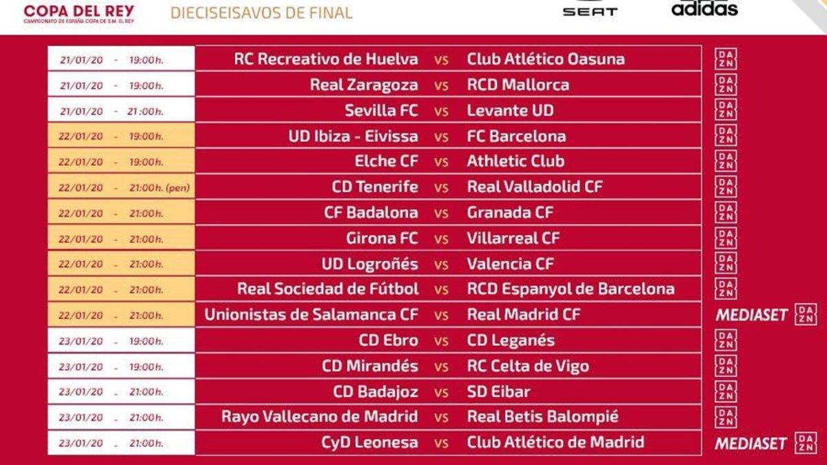 Estos son los horarios de los dieciseisavos de final