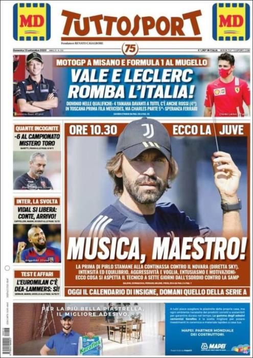 Portada TUTTOSPORT domingo 13 septiembre 2020