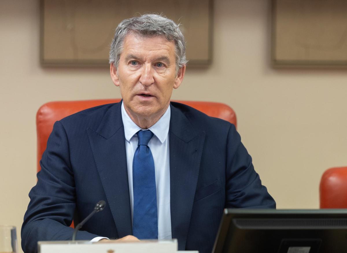 El presidente del PP, Alberto Núñez Feijóo, inaugura la jornada ‘A un año del gran apagón’, a 27 de abril de 2026, en Madrid (España). El acto ha sido organizado por el Grupo Parlamentario Popular.