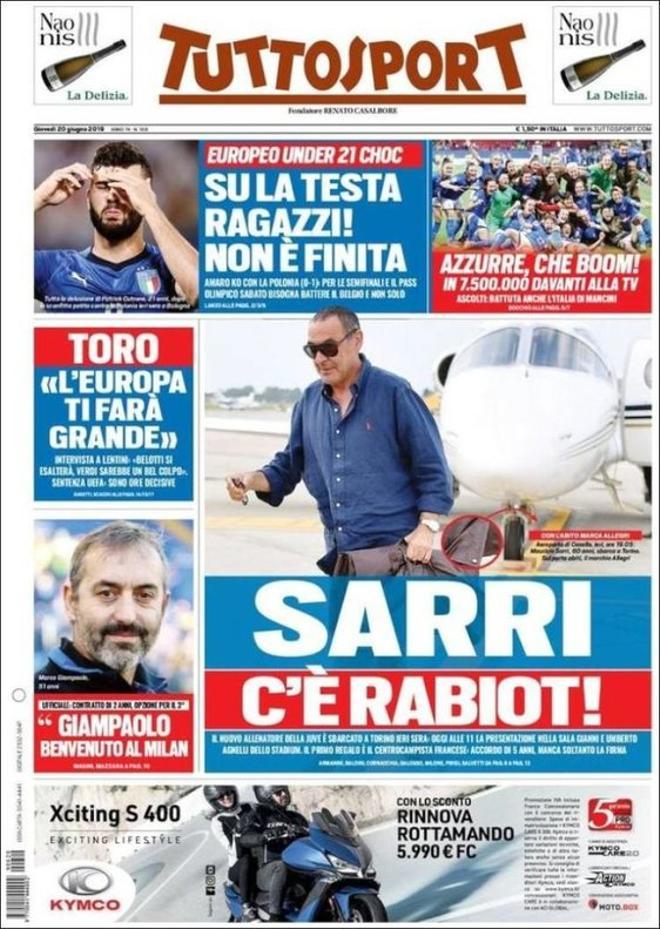 Portada Tuttosport 20 de junio de 2019