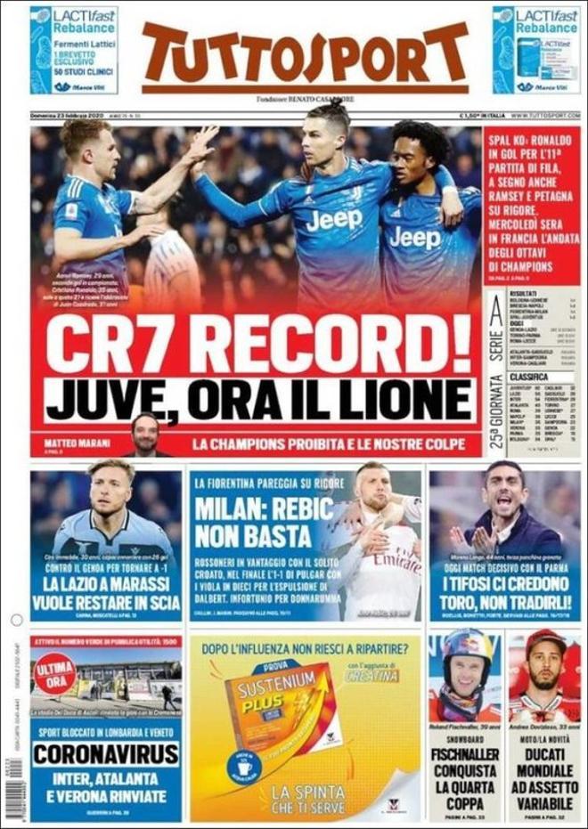 Portada de Tuttosport del 23 de febrero