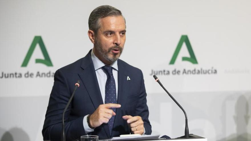 El Consejero de Hacienda y Financiación Europea, Juan Bravo, compareció ayer en Málaga. | EUROPA PRESS