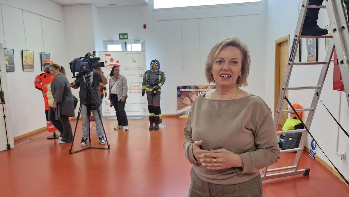 María José Ladera, responsable de Salud Laboral en UGT, en la inauguración de la exposición 'El valor de volver a casa. EPIs y prevención de riesgos laborales salvan vidas'.