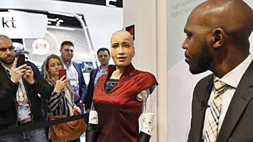 L&#039;humanoide Sophia, el robot més avançat del món, al MWC.