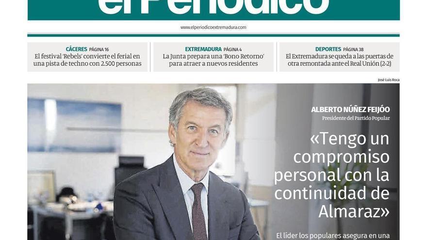 Consulta la portada en papel de El Periódico Extremadura este domingo, 18 de octubre