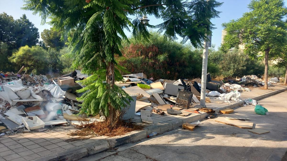 Los residuos ocupan las aceras de los alrededores del Campus de la Universitat de València.