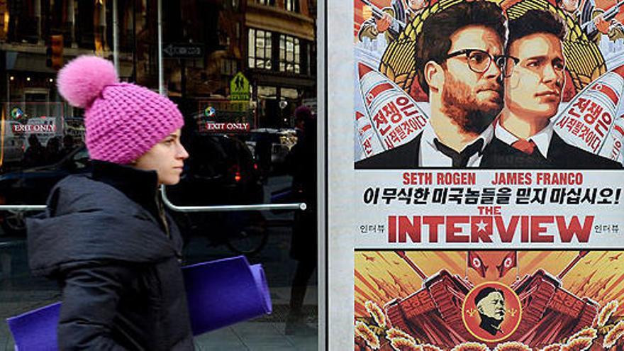 Vista de un cartel de &#039;The Interview&#039; en Nueva York.