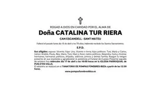 Esquela Catalina Tur Riera