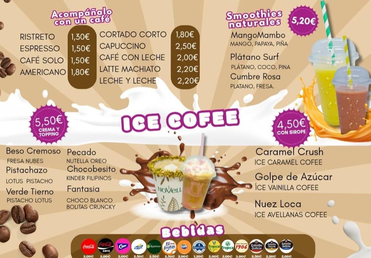 Carta de bebidas frías de Berlinas By Moya