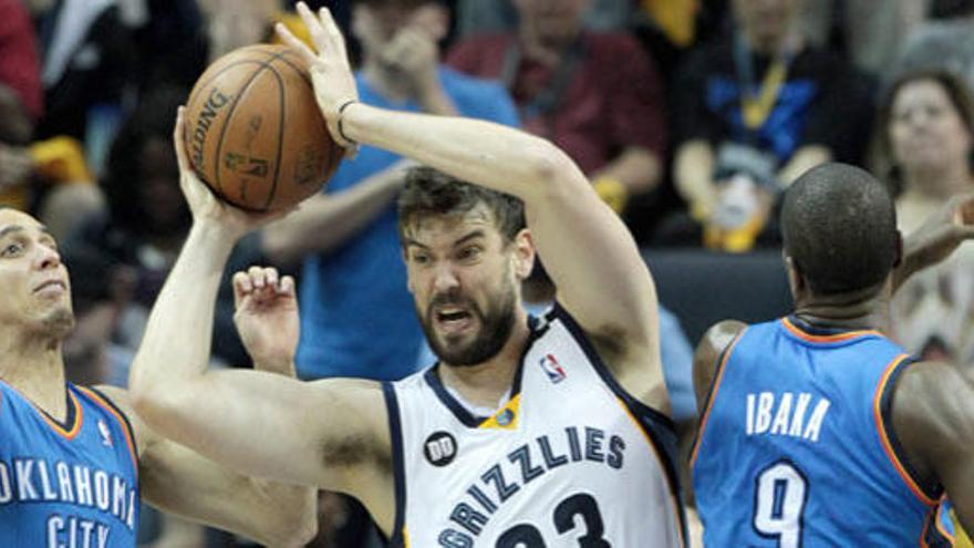 Marc Gasol durante una acción del partido